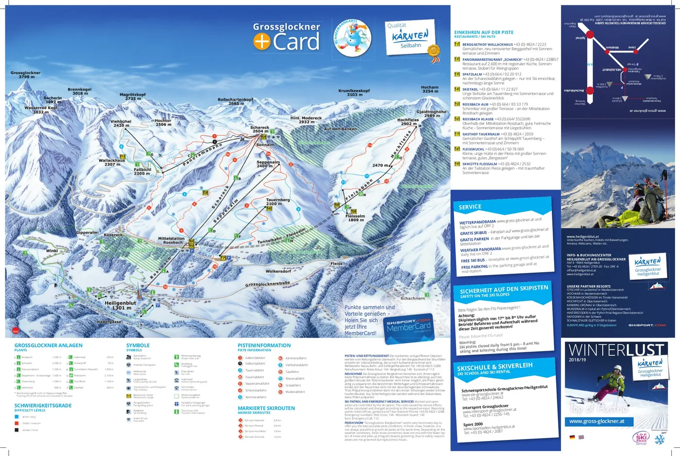Piste map of Heiligenblut, pistes, lifts and runs