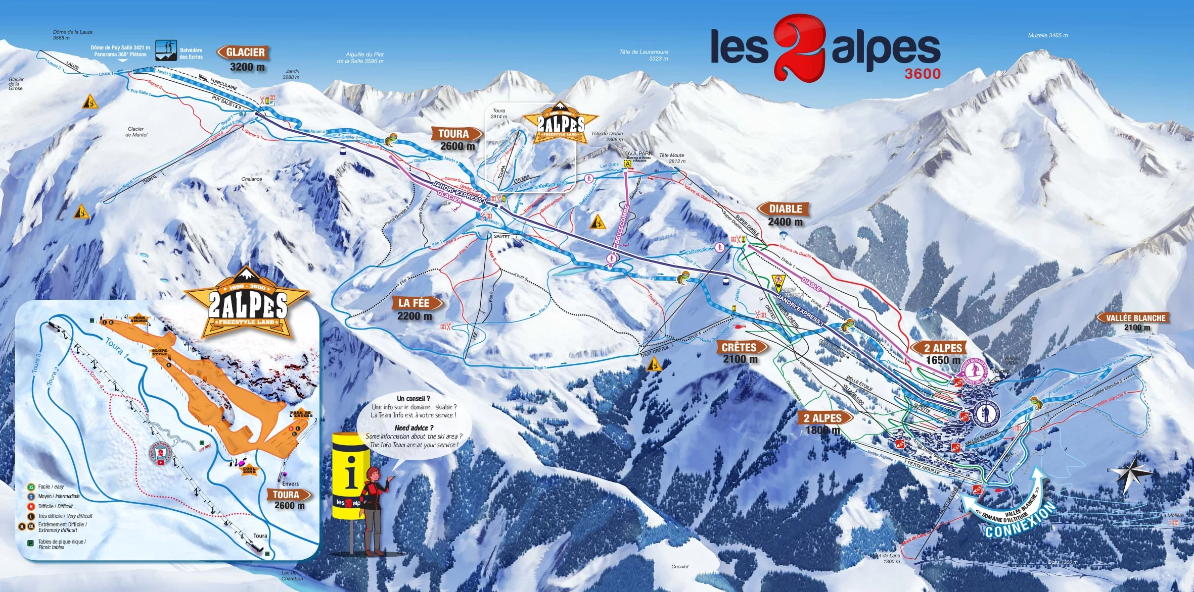 Piste map for Les Deux Alpes