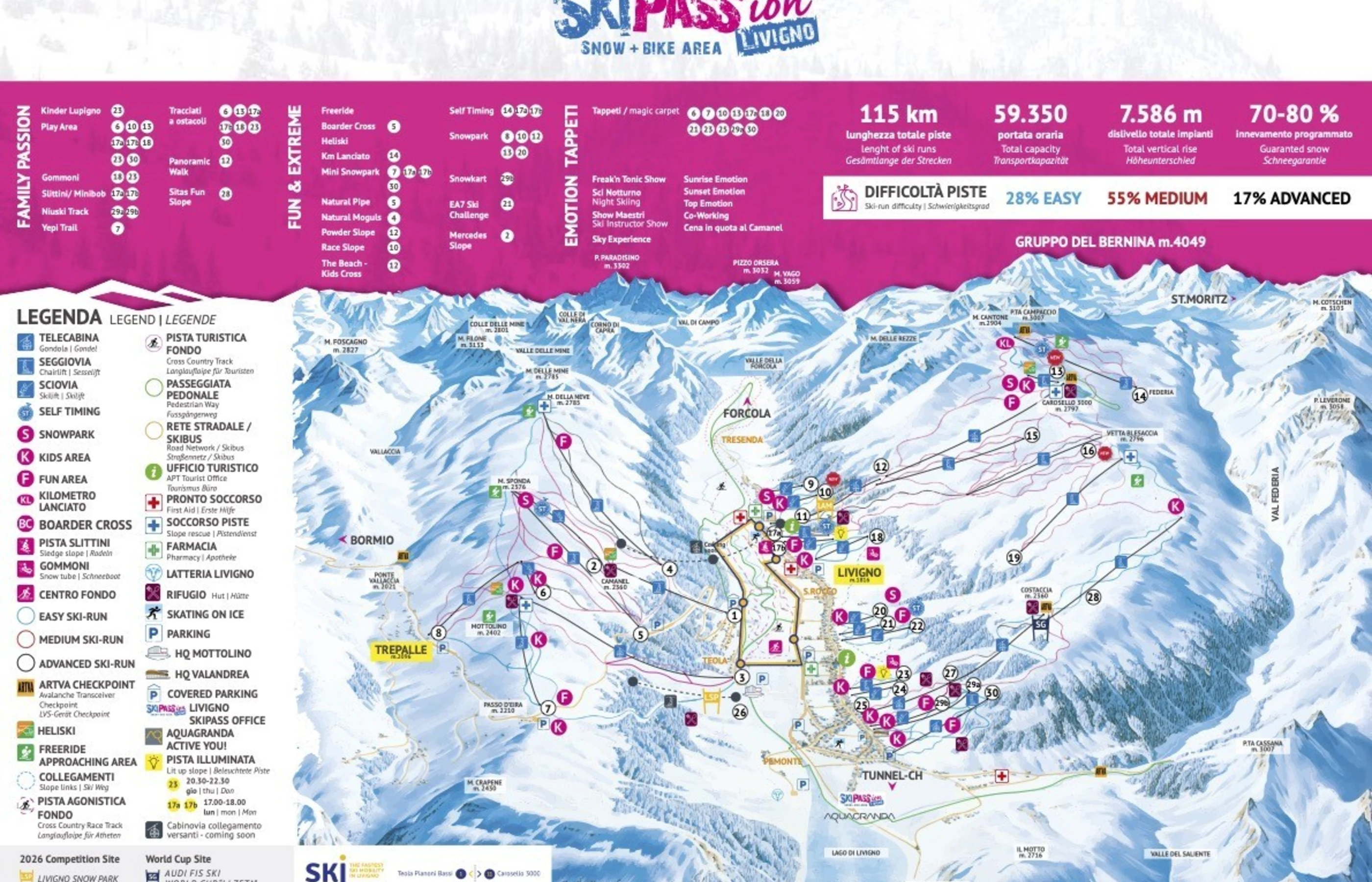 Piste map for Livigno