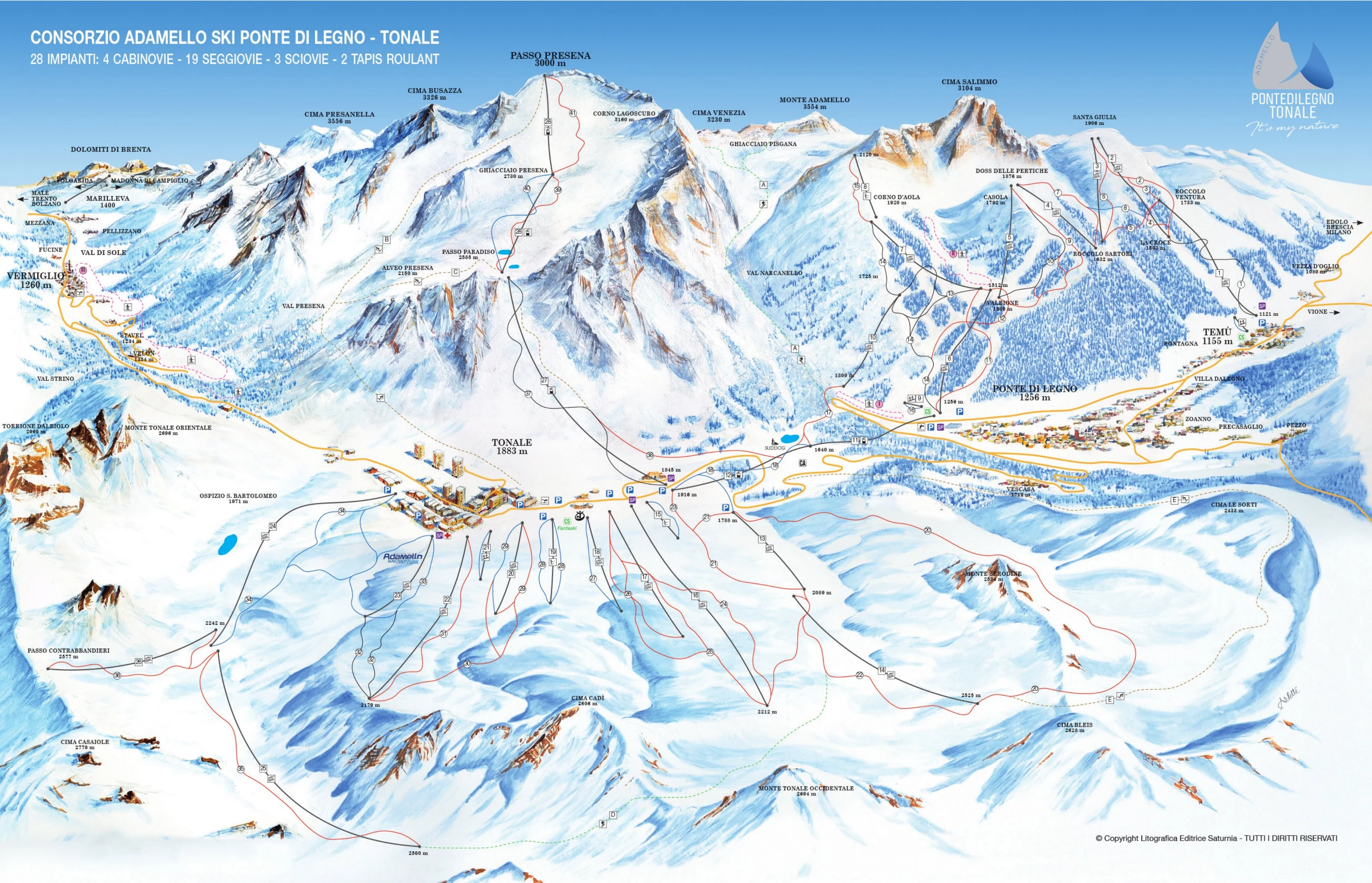 Piste map of Passo Tonale