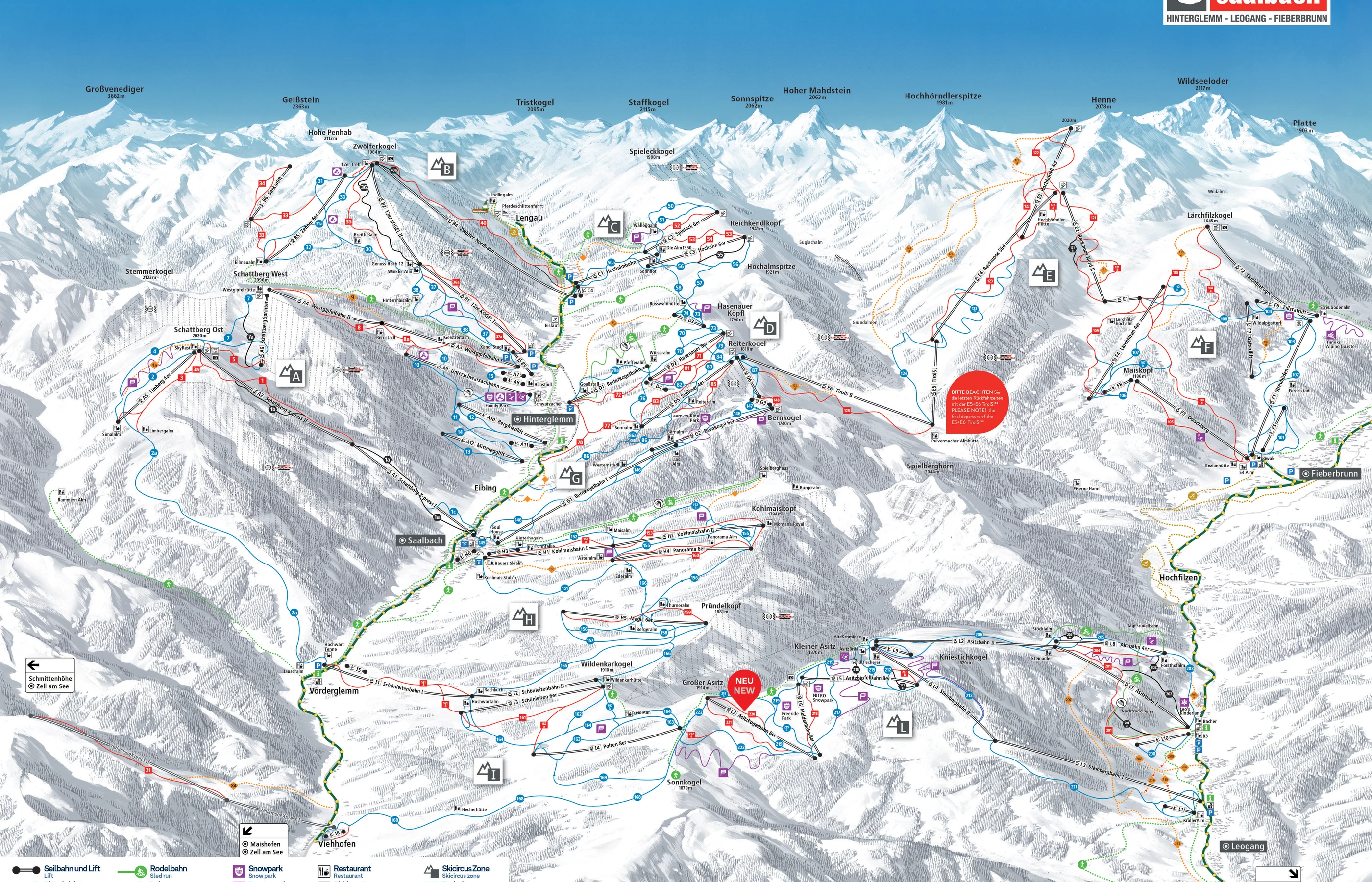 Piste map of Saalbach