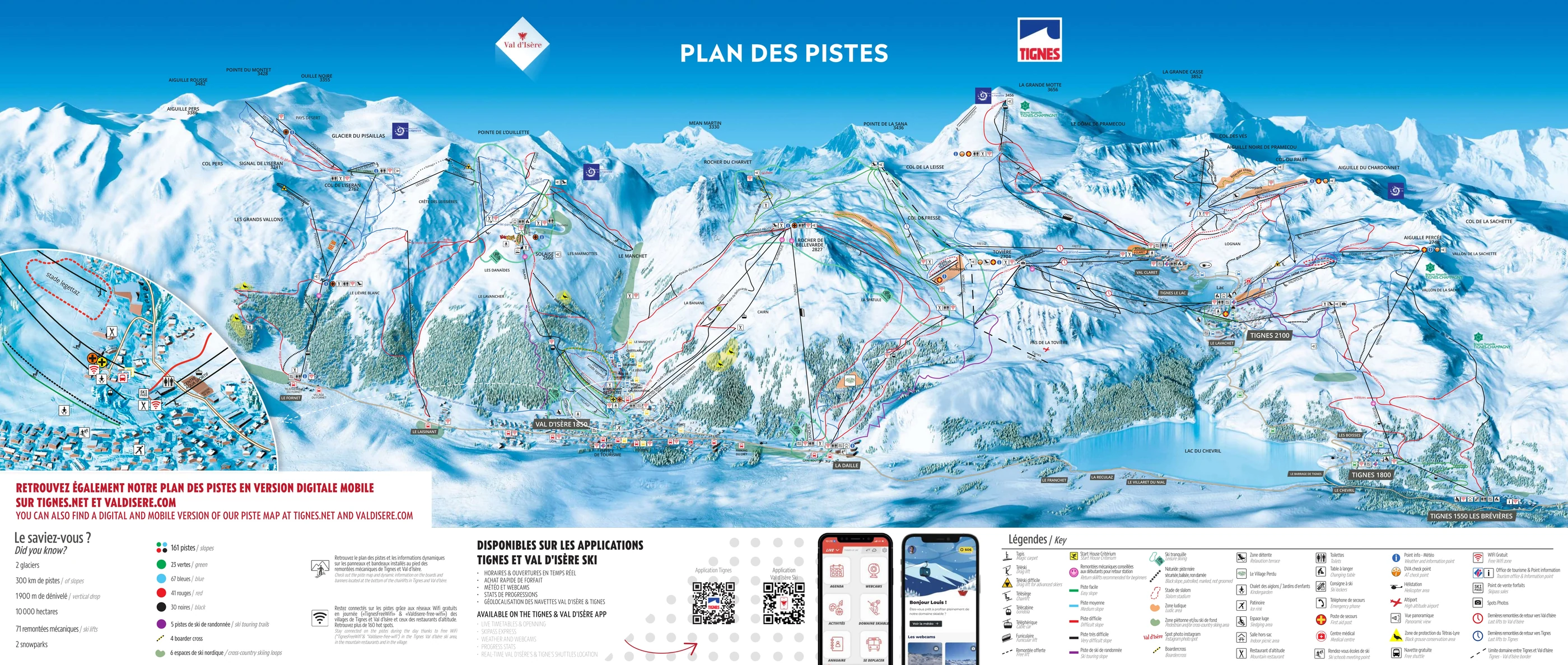 Piste map for Tignes