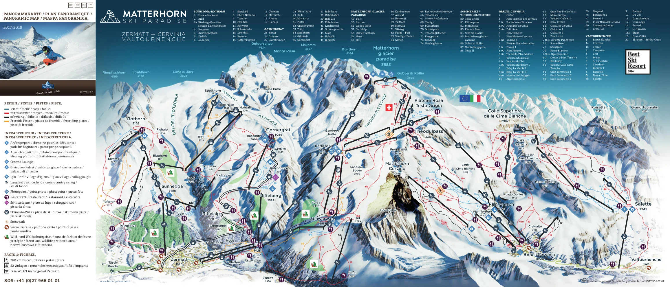 Piste map for Zermatt