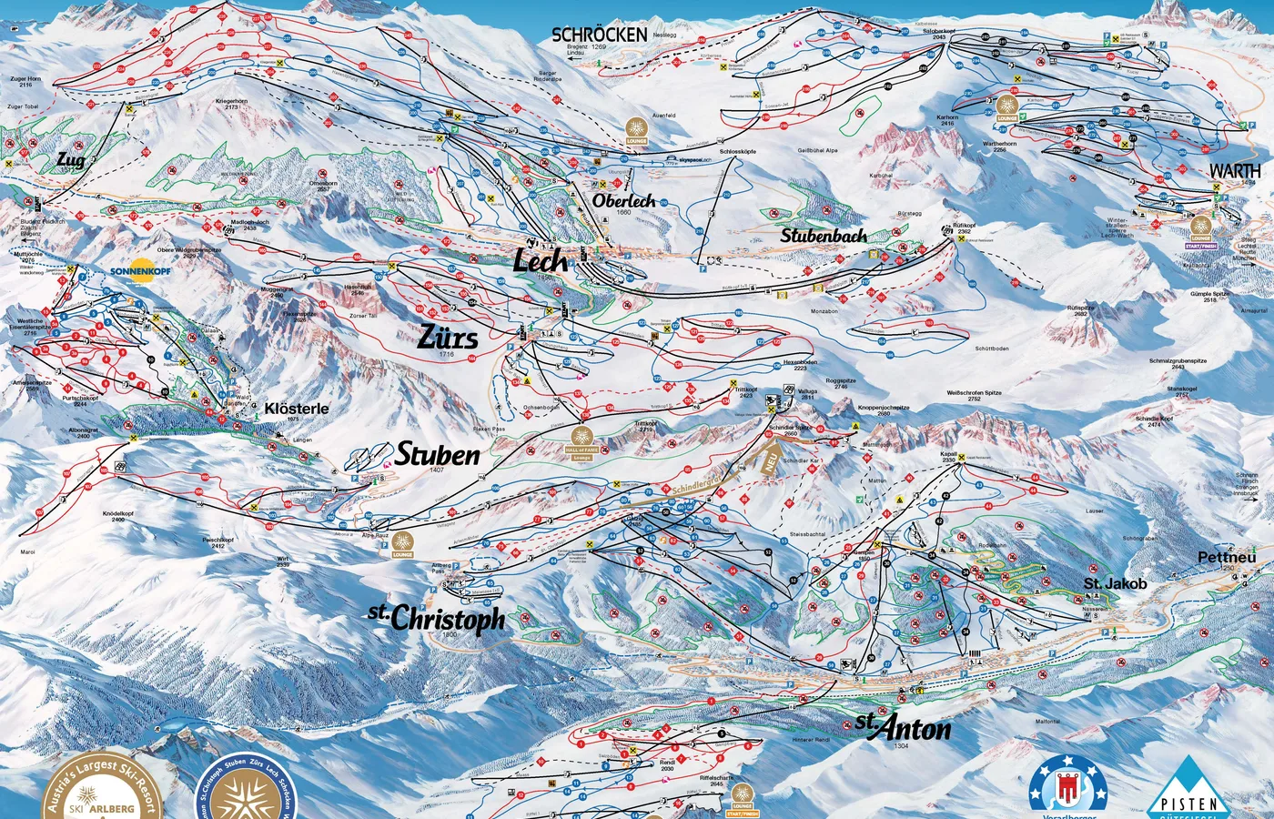 Piste map Lech-Zürs