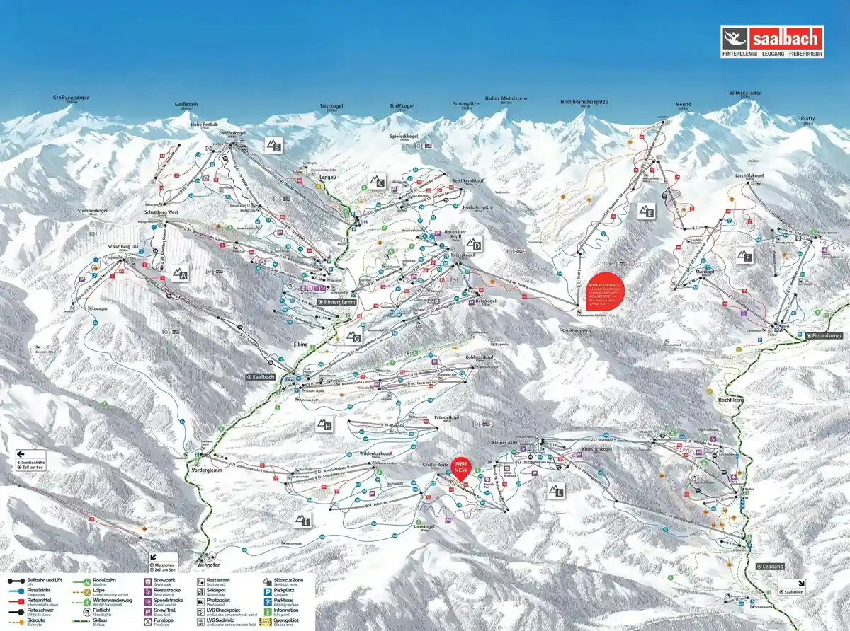 Piste map Saalbach