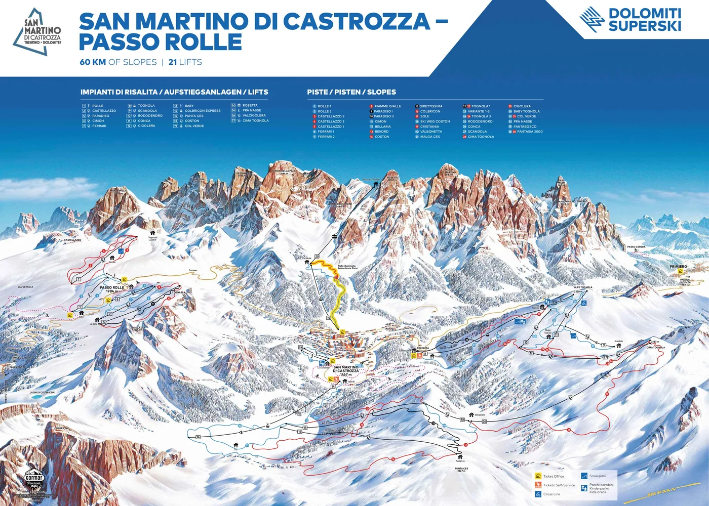 Piste map San Martino di Castrozza