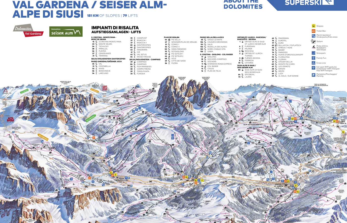 Piste map Selva Val Gardena