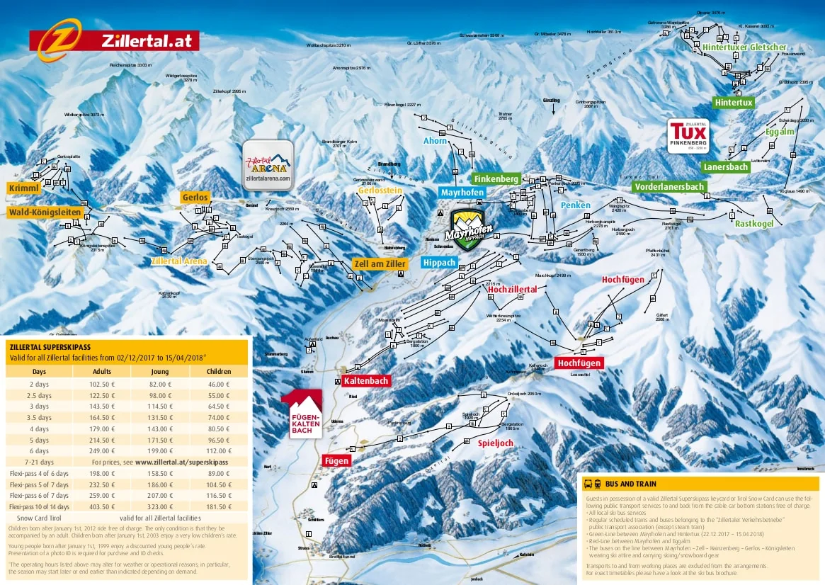 Piste map Zillertal Arena