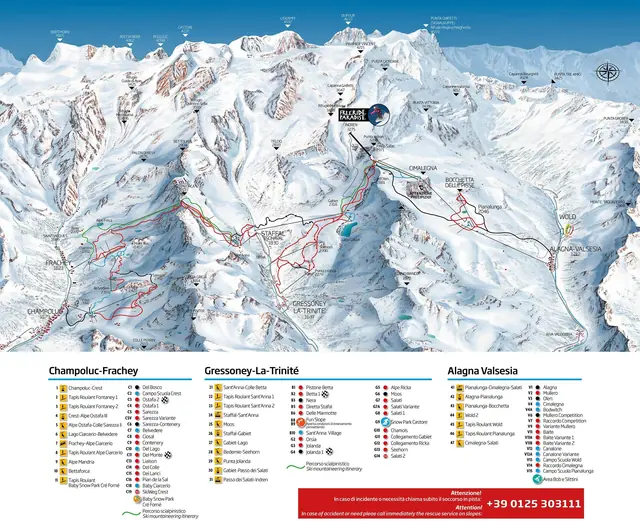Piste map Gressoney-La-Trinité