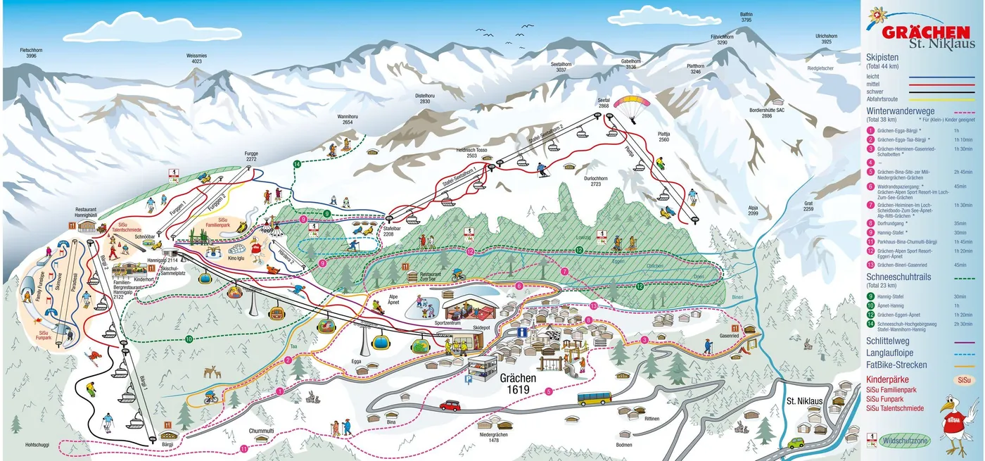 Piste map Grächen