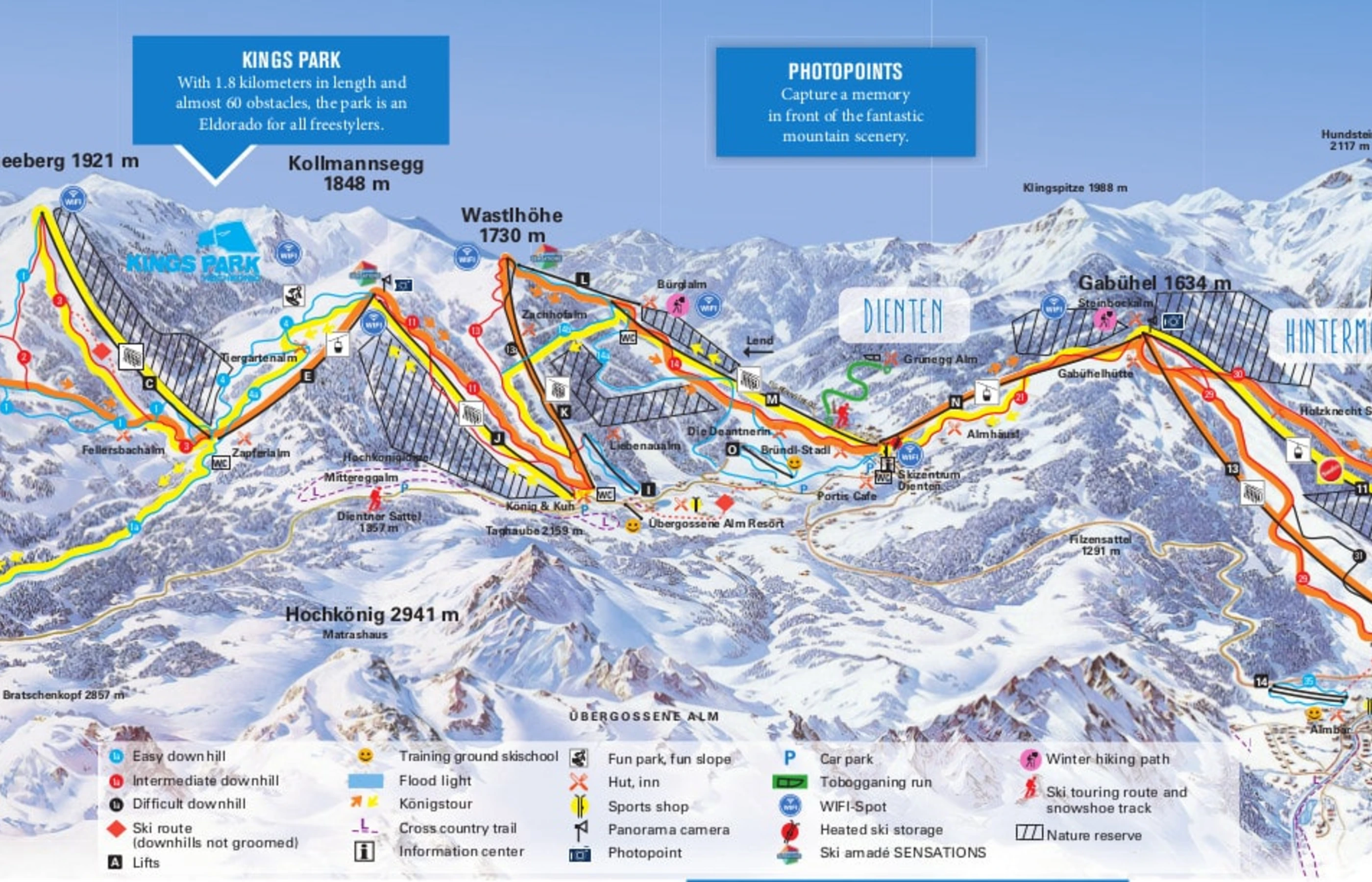 Piste map of Maria Alm, pistes, lifts and runs