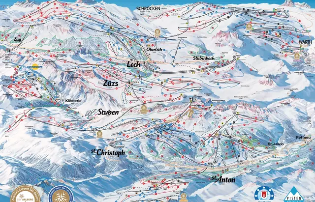 Piste map Lech-Zürs