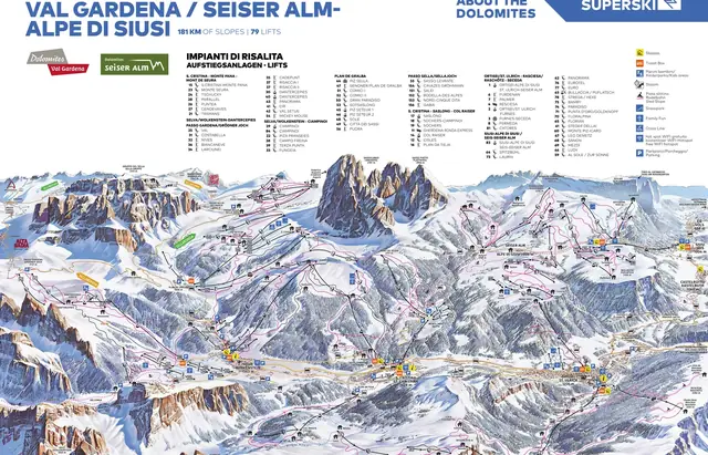 Piste map Selva Val Gardena